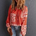thumbnail image 1 of Ailaofu Women's Casual Floral Print V Neck Top Loose Boho Long Sleeve Beach Shirts Blouses, 1 of 6