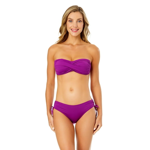 Anne Cole womens  Liz Twist Bandeau Top, XL, Pink