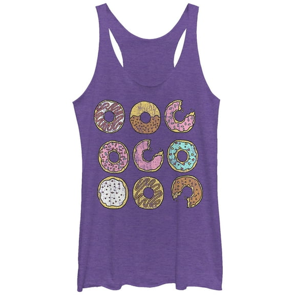 Women's Lost Gods Doughnut Cartoon  Racerback Tank Top Purple Heather X Large