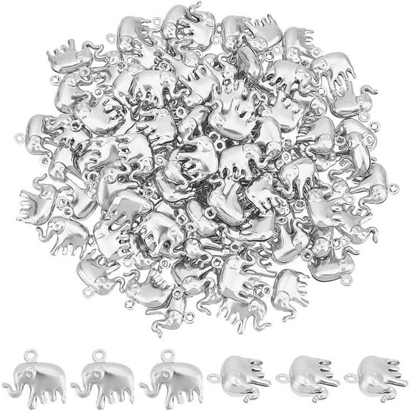 Elephant Pendants 201 Stainless Steel Charms Metal Animal Pendants for DIY Necklace Jewelry Making