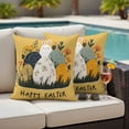 thumbnail image 5 of Happy Easter Pillow Covers 2 Pack Spring Eggs Flowers White Rabbit Yellow Background Pillowcase Waterproof Outdoor Throw Pillow Cover for Patio Garden Square Cushion 18”x18”, 5 of 9