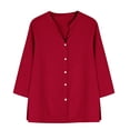 thumbnail image 6 of Baberdicy Women's Linen Blouses Relaxed Fit Tunic Tops with Buttons for Summer Evening Outings Casual Wear Watermelon Red 2Xl, 6 of 9