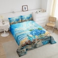 thumbnail image 4 of Erosebridal Blue Ocean Bedding Twin Comforter Set, Beach Seashell Down Comforter, Flower Reversible Comforter Sets Twin Size, Ultra Soft Bedroom Decor, 2 Pieces, 4 of 8
