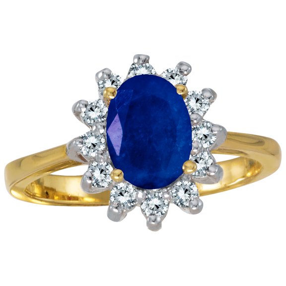 14k Yellow Gold Oval Sapphire And Diamond Ring