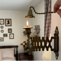 Gmogad Extending Vintage Taper Candle Holder - 6"-13" Adjustable Wall Mount Recycled Aluminum - Romantic Dinner/Home Decor Lighting with Aged Brass Finish