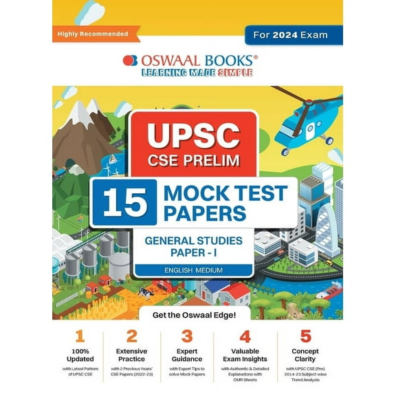 Oswaal UPSC CSE Prelims 15 Mock Test Papers General Studies Paper-1 For 2024 Exam, (Paperback)