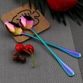 thumbnail image 4 of Colorful Long Handle Spoon, MDEALY 7” Stainless Steel Round Style Mixing Spoon, Coffee Ice Cream Spoon Cocktail Mixing Silverware Spoon Set for 12, 4 of 10