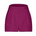 thumbnail image 4 of Iyufng Shorts for Women Plus Size Casual Linen Shorts Women Shorts Side Pocket High Waist Shorts Loose Back Slimming Waist Wide Leg Pants, 4 of 5