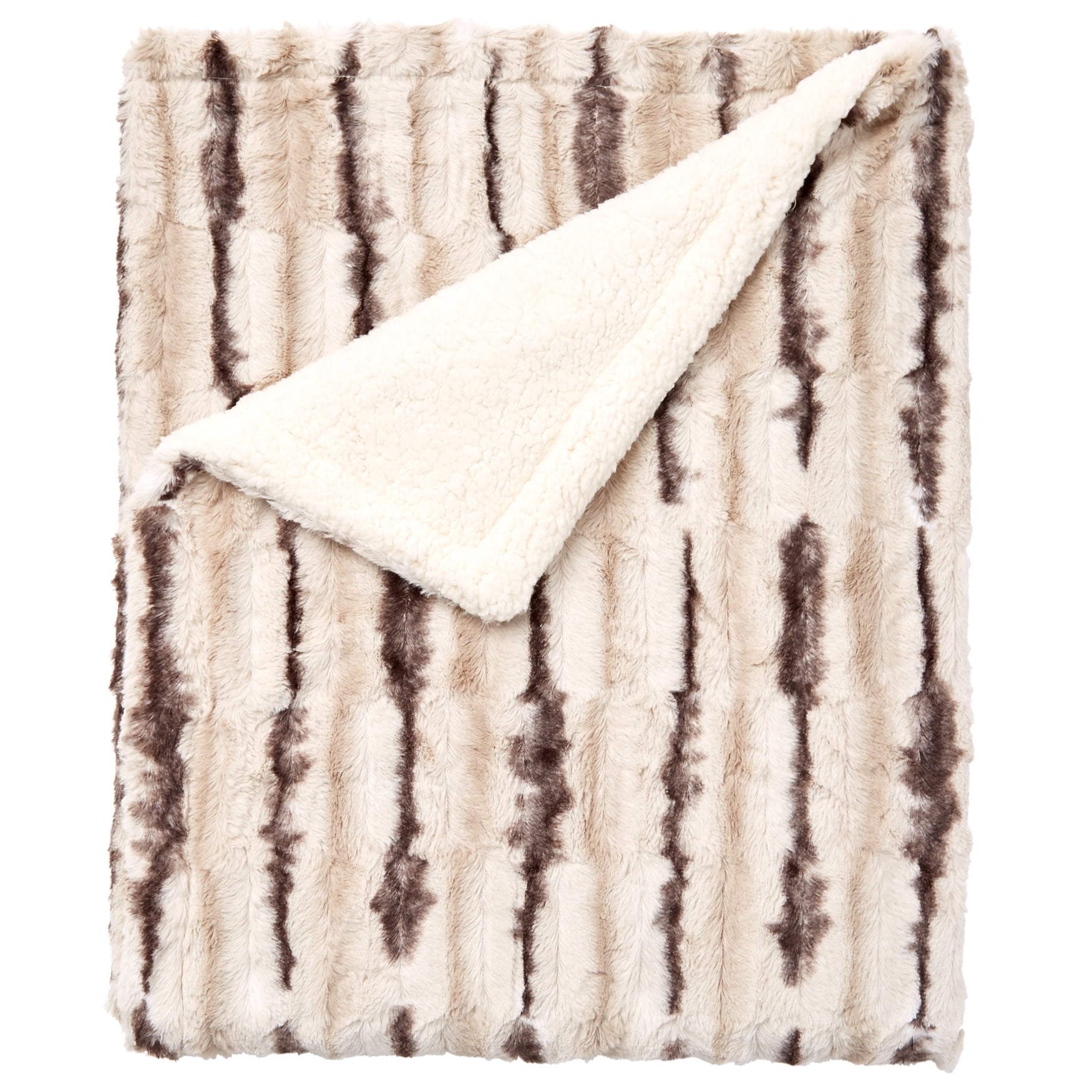 BrylaneHome Faux Fur Animal Print Throw Blanket