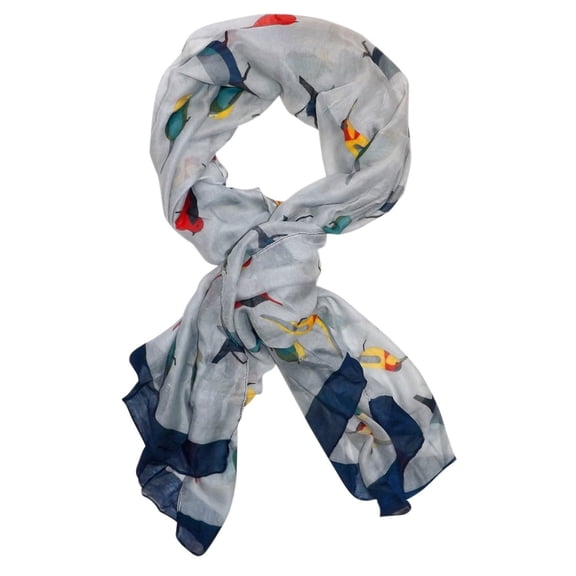 Multicolor Graphic Design Lightweight Summer Fall Bird Print Scarf