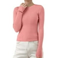 thumbnail image 3 of Women's Ribbed Knit Pullover Sweater, Slim Fit Soft Round Neck Top for Fall Winter, Comfortable Stretchy Casual Daily Wear, Versatile Layering Piece for Various Occasions Pink XXL, 3 of 8