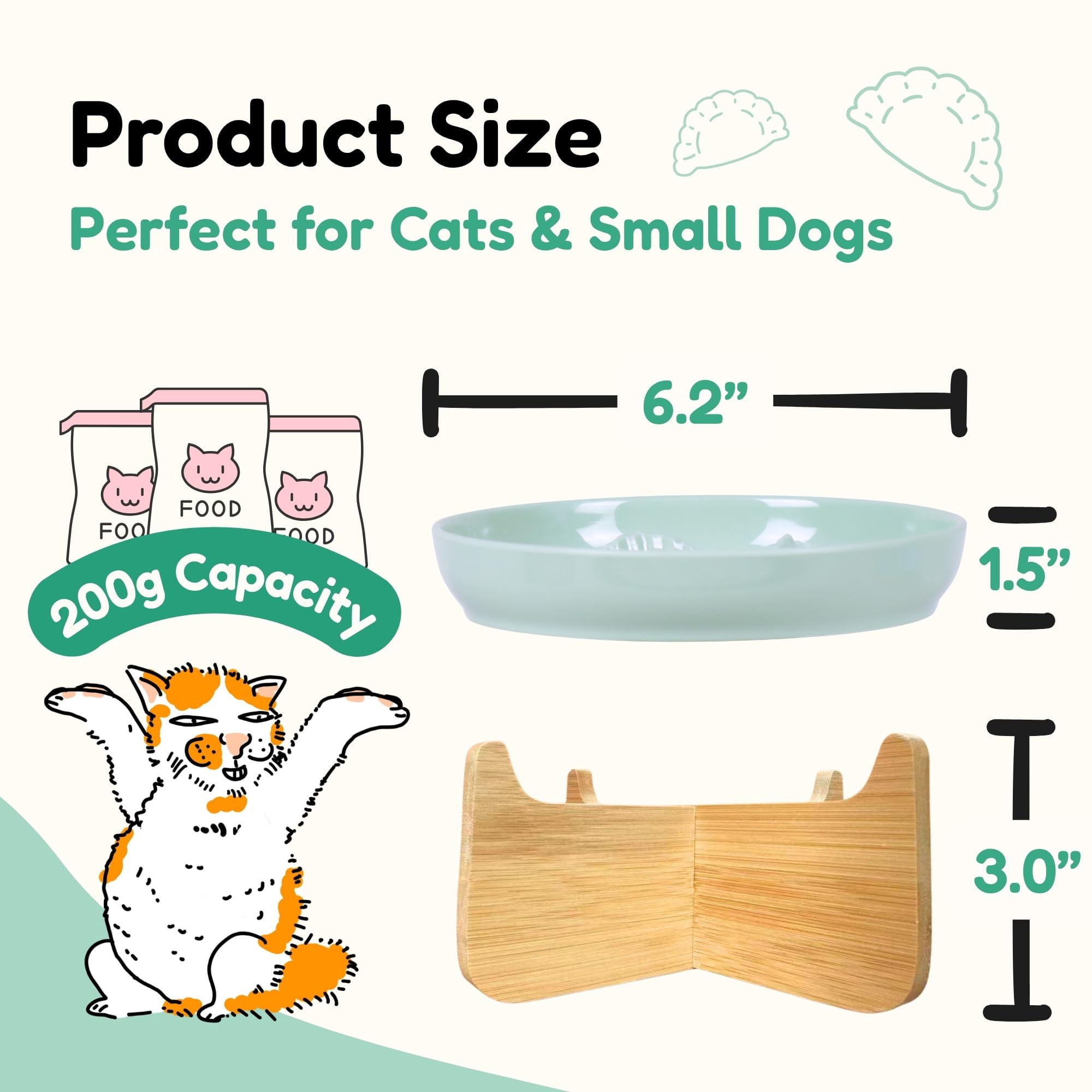Slow Feeder Cat Bowl with Stand - Unbreakable Elevated Slow Feeder Bowl for Cats - Melamine Puzzle Raised Cat Food Bowl - Whisker Friendly & Wet & Dry Food- Dishwasher Safe & Non Slip (Green