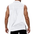 thumbnail image 5 of FRSASU Men's Linen Sleeveless Shirts Button Down Beach Tank Top Breathable Basic Solid Shirt Vest White, 5 of 7