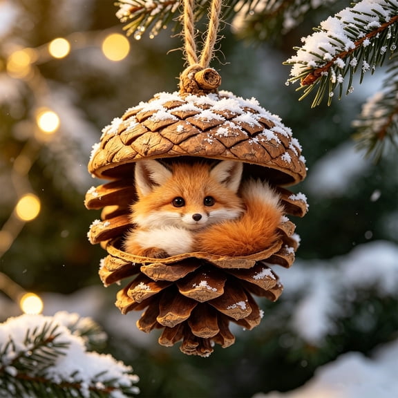 2D Flat Animal Ornaments for Christmas Tree, Whimsical Pinecone Animal Holiday Hanging Decor, Festive Xmas Gift & Window Wall Embellishment