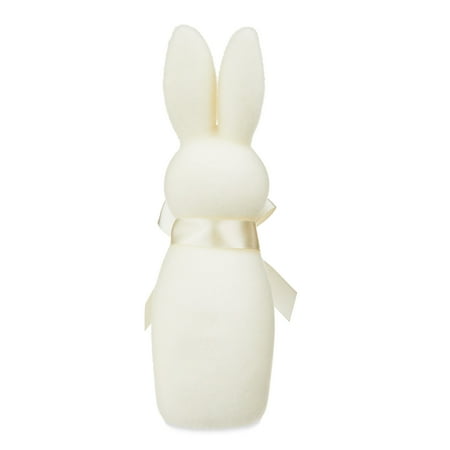 Easter Flocked Bunny Decor, Cream, 9 Inch, Way To Celebrate