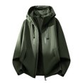 thumbnail image 5 of WTOBBY Men's Fashion Leisure Hooded Jacket, Outdoor Thin Work Style Loose Fit Windbreaker Coat for Casual Wear and Light Protection,Green 2XL, 5 of 5