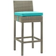 thumbnail image 2 of Modway Conduit Bar Stool Outdoor Patio Wicker Rattan Set of 2 in Light Gray Turquoise, 2 of 4