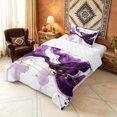 thumbnail image 2 of Manfei Luxury Abstract Fluid Twin Comforter Sets, Marble Swirl Bedding Set, Purple White Gold, Reversible 2 Pieces, 1 Comforter and 1 Pillowcase, 2 of 6