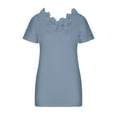 thumbnail image 6 of Babysbule Womens Summer Tops Clearance Women Casual Solid Short Sleeve V-Neck Loose Lace Blouse Tops T-Shirt, 6 of 7