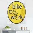 thumbnail image 1 of Yellow Tapestry, Healthy Life Theme Illustration of Bike to Work Circle Design Art Print, Fabric Wall Hanging Decor for Bedroom Living Room Dorm, 5 Sizes, Yellow and Black, by Ambesonne, 1 of 1