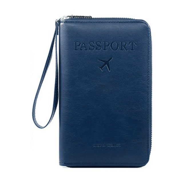 Travel Wallet RFID Blocking Passport Holder Function Zipper Organizer For Daily Commute Business Slim Card Document Pouch Mens Zip Wallet Lanyard Wallets Key Ring Wallet Western Wallets for Women