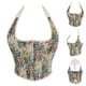 thumbnail image 1 of Faja moldeadora de cintura para mujer, con lazo en el cuello, estampado floral, espalda con cordones, corsé, faja moldeadora de cintura de poliéster para mujer, 1 of 9