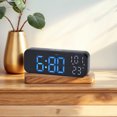 thumbnail image 2 of REGALWOVEN Small Dual Alarm Clock for Bedroom, Dimmable, DST, Snooze,12/24H, Alarms with Indoor Temperature, Decorate for Bedroom 6.7 x 2.4 x 1.2 inch Black Blue, 2 of 6