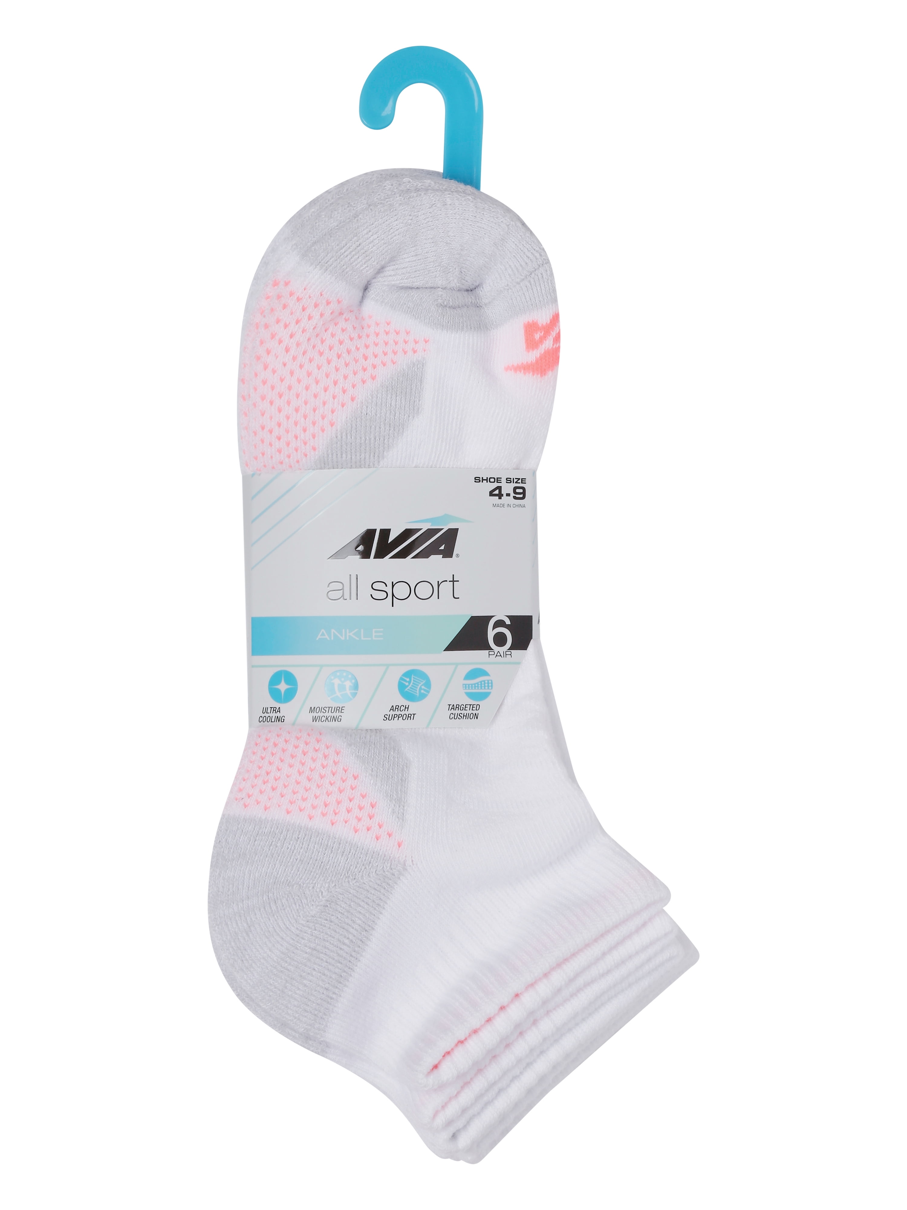 Avia Women's All Sport Athletic Cushion Ankle Socks, 6-Pack
