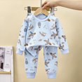 thumbnail image 2 of TOWED22 Little Boys Outfits Dinosaur Cotton 2 Piece Train Toddler Loungewear Fall Winter Clothes Set 6-12 Months 12-24 Months 2t 3t 4t 5t 6t 7t 8t 9t Children,Blue,2-3 Y, 2 of 6