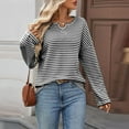 thumbnail image 5 of Women's Striped Round Neck Long Sleeve Cotton Knit Sweater, 5 of 8