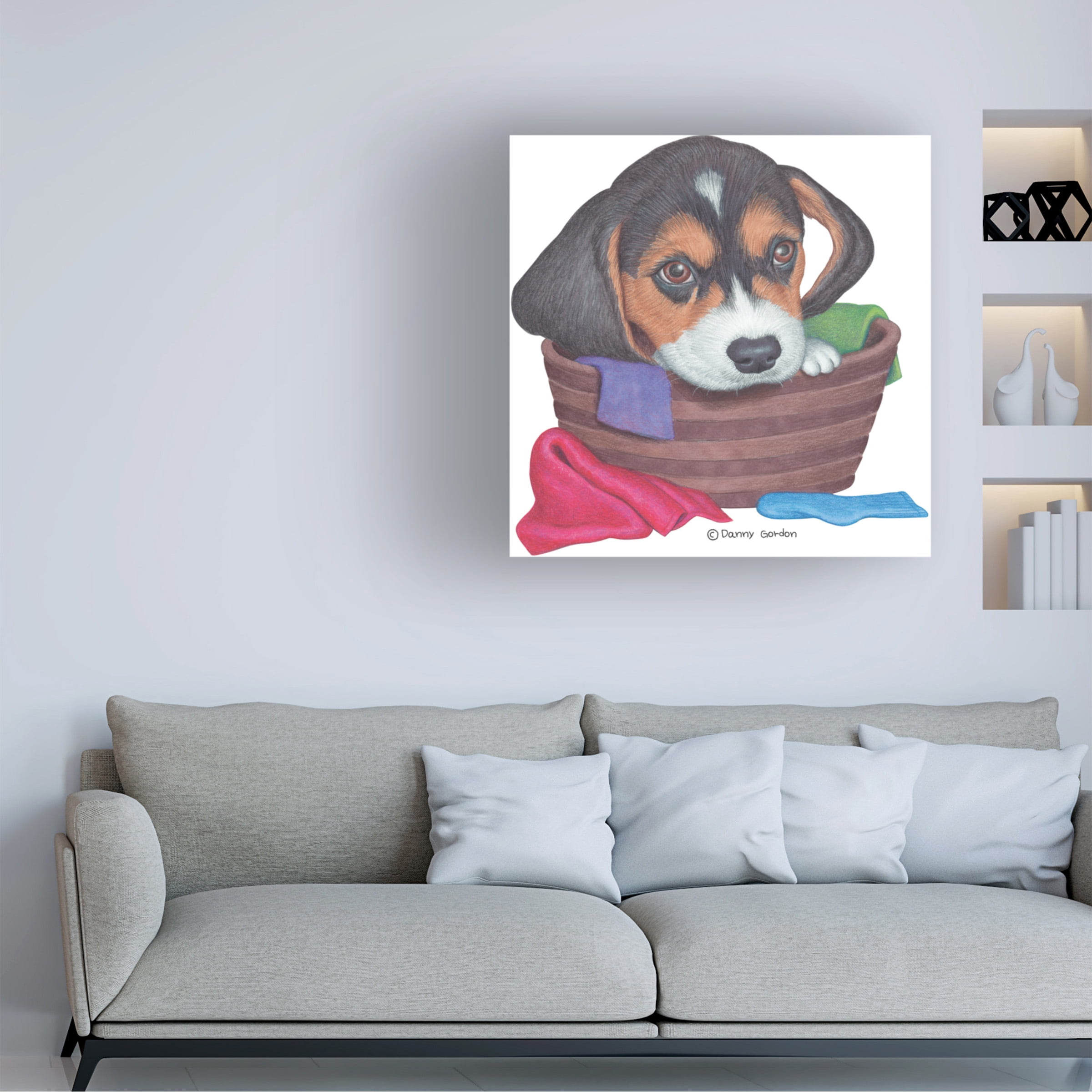 Danny Gordon Art 'Tri Color Beagle in Basket' Canvas Art