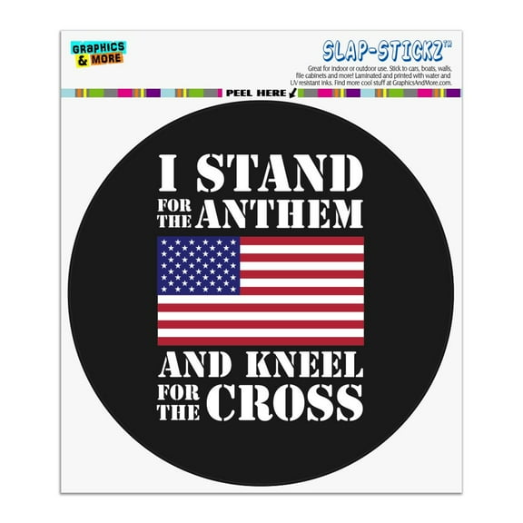I Stand For The Flag Kneel Cross USA American Flag Patriotic Automotive Car Window Locker Circle Bumper Sticker