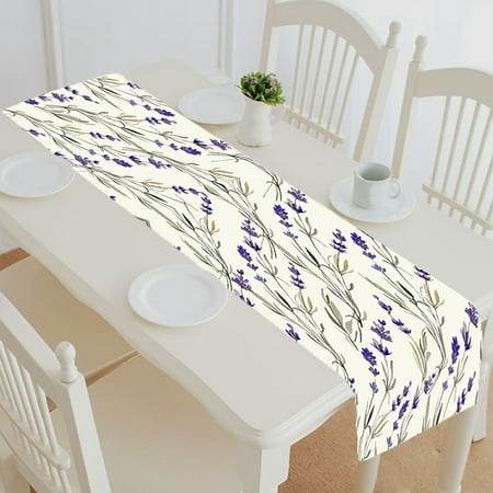 

ABPHQTO Lavender Watercolor Table Runner Placemat Tablecloth For Home Decor 14x72 Inch