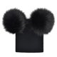 thumbnail image 2 of 2 Piezas Mamá Bebé Gorro Gorro Invierno Cálido Doble Pompón Tejido Esquí Negro Sunnimix Sombrero de invierno para niños, 2 of 8