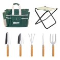 thumbnail image 2 of 7-Piece All-in-One Gardening Tool Set - 5 Stainless Steel Tools, Folding Stool, Removable Canvas Bag, 2 of 5