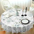 thumbnail image 1 of Polyester Round 60 x 60 Inch Washable Reusable Waterproof Table Cloth - Watercolor Leaf Floral Print Table Cover for Spring/Summer Decoration, 1 of 4