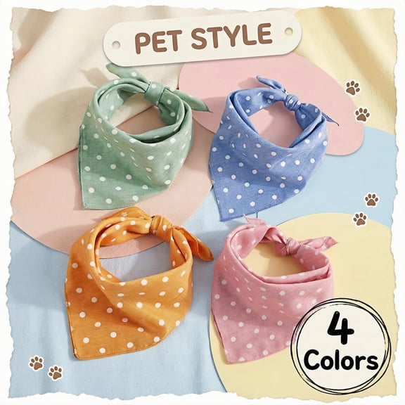 Qianfeng 4 Pcs Cat Dog Bandanas Pet Birthday Gift Soft Cotton Puppy Scarfs
