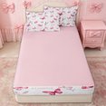 thumbnail image 4 of Erosebridal Pink Watercolor Butterfly Zipper Full Size Comforter Sets with Fitted Sheet and 2 Pillowcases for Girls, Lavender Floral Zipper Bedding Set, Pink Reversible, 4-Piece, 4 of 7