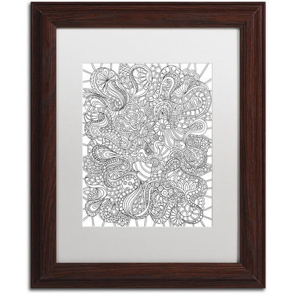 Trademark Fine Art "Mixed Coloring Book 44" Canvas Art by Kathy G. Ahrens, White Matte, Wood Frame