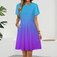 thumbnail image 2 of Blue Purple Gradient Dress Summer Street Style Dresses Female Short Sleeve Printed Sundress, 2 of 7