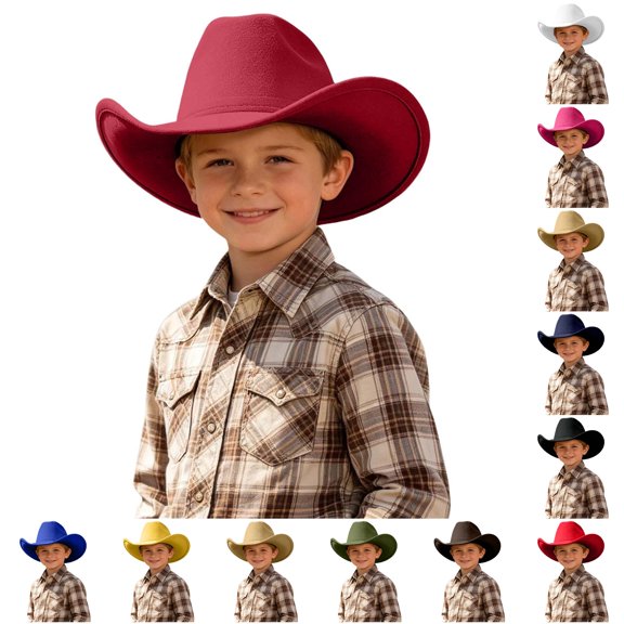 Vrotazzy Kids Western Cowboy Hat for Children - Playful Sun Hat with Adjustable Fit for Boys and Girls Easy Care Everyday Headwear for Adventures,Size 6-12 Years