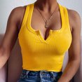thumbnail image 2 of Workout Tank Tops Woman Solid Color Ribbed Slim Fit Halter Neck Backless Knit Blouse Yellow Summer Clothes Teen Girls L, 2 of 4