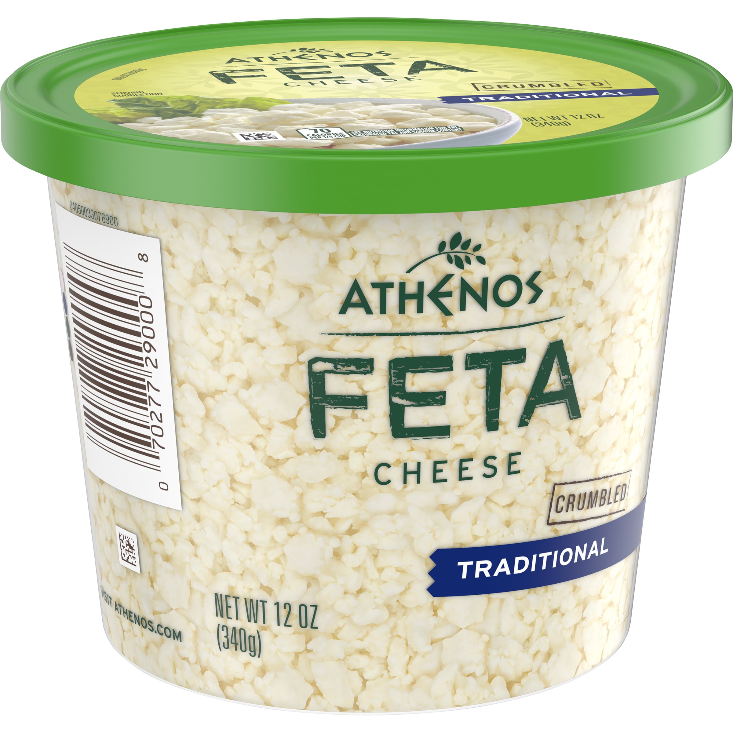 Athenos Traditional Feta Cheese Crumbles, 12 oz Tub