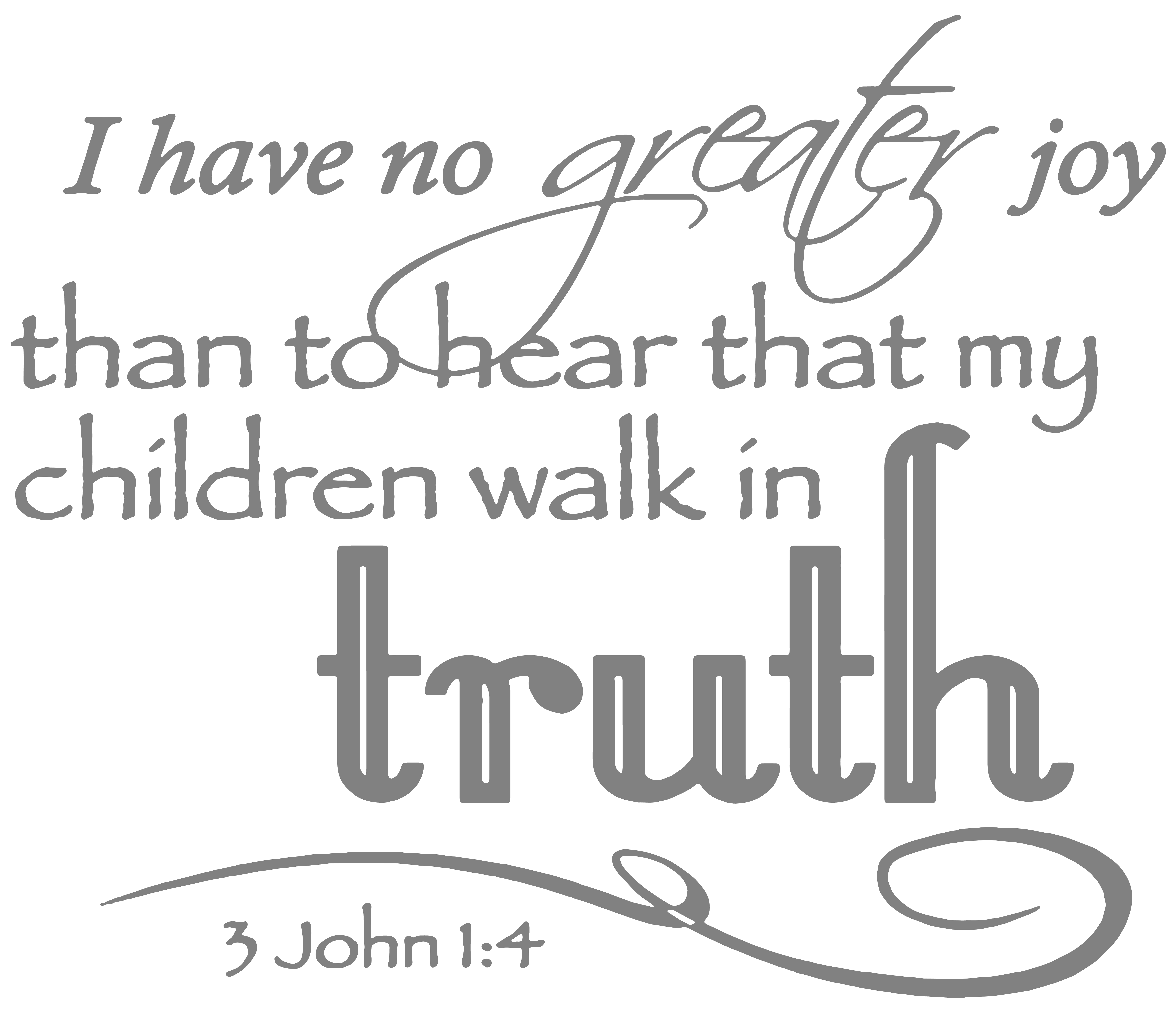 3 John 1 4 I Have No Greater Joy Than To Heara Vinyl Decal Sticker Quote Medium Gray 2 Walmart Com Walmart Com
