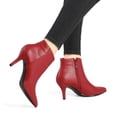 thumbnail image 4 of BLISSFUL STEP Women's Pointed Toe Zipper Stiletto Heels Ankle Boots Red 8, 4 of 8
