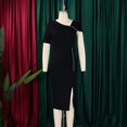thumbnail image 3 of Women's Pencil Work Dresses Cap sleeve Ruffles Elegant Cocktail Party Dresses, 3 of 8