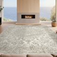thumbnail image 2 of Design&I 8'x10' Washable Area Rug Extra Large Skid-Resistant Low Profile Beige Boho Faded Ornamental Symmetrical Vine Motif Farmhouse for Living Room, Family, 2 of 7