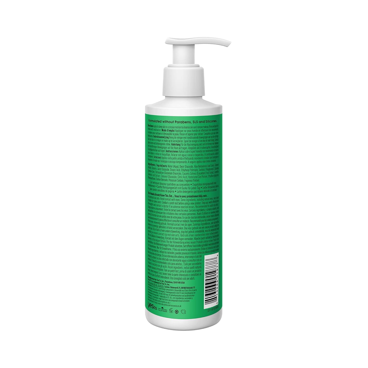 Yes To Cucumbers Gentle Milk Cleanser Face Wash, 6 Fl Oz