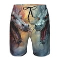 thumbnail image 3 of Honeii's White And Red Storm Dragon Print Men's Casual Shorts with Drawstring，Swim Trunks Quick Dry Beach Shorts, 3 of 5