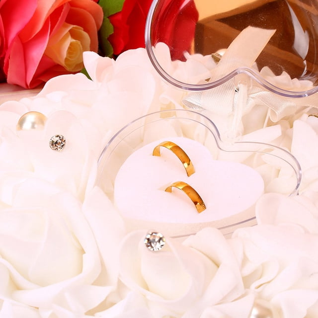 Decoración de la boda, almohada romántica del portador del anillo de la almohada del anillo de los favores de la boda de la rosa meticulosamente diseñada